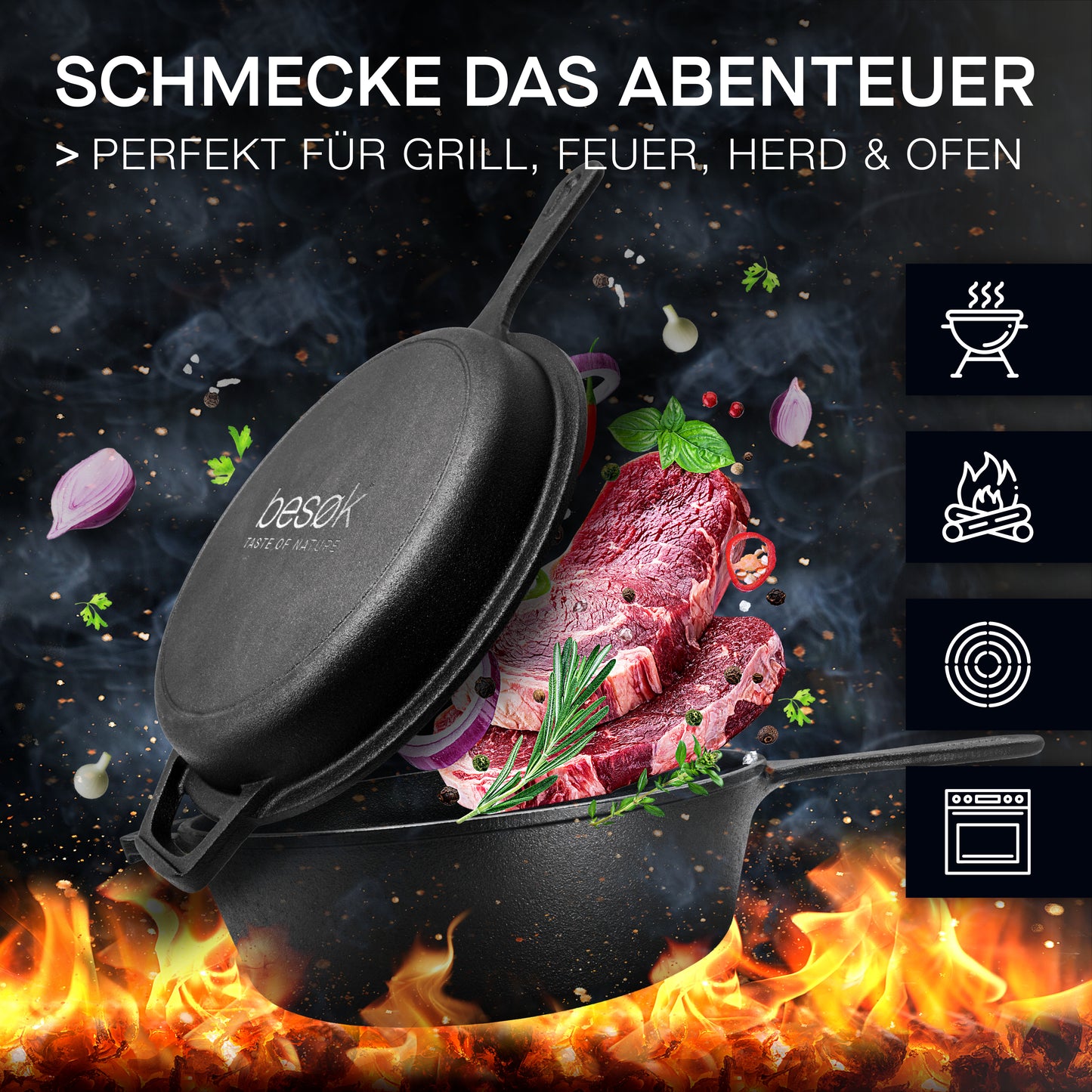 2in1 Gusseisener Topf